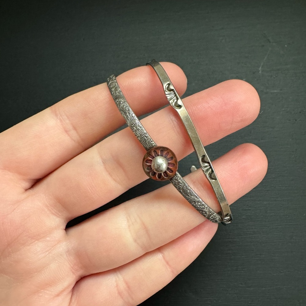 Pair of Sterling Silver Cuff Bangle Bracelets